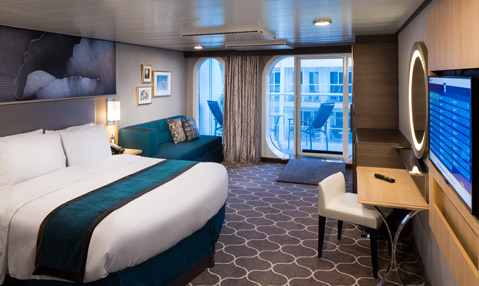 Cabina exterioara cu balcon cu vedere spre boardwalk, cat. 1I/2I